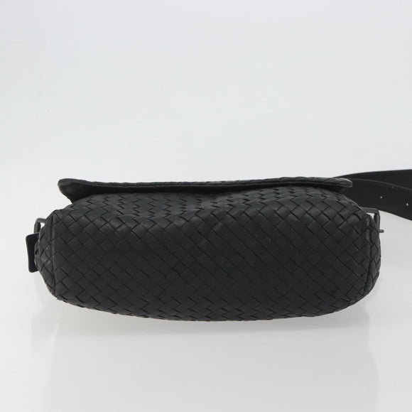 BOTTEGA VENETA INTRECCIATO Shoulder Bag Leather Black Auth ep15159