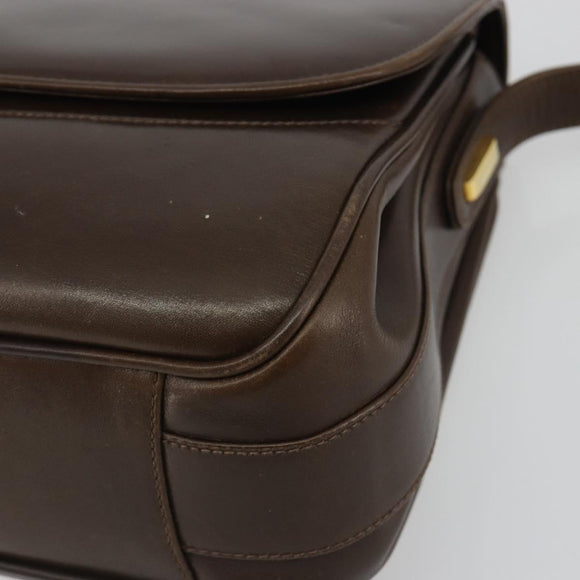 GUCCI Hand Bag Leather Brown Gold Tone Auth ep15160