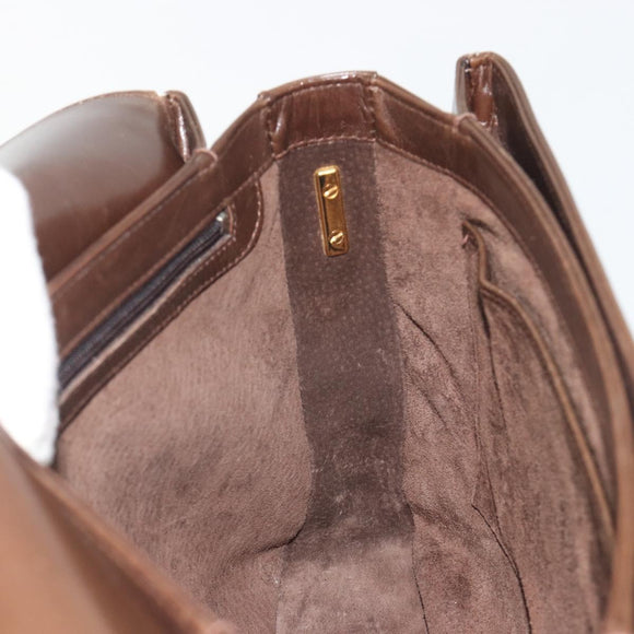 GUCCI Hand Bag Leather Brown Gold Tone Auth ep15160