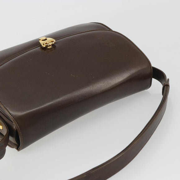 GUCCI Hand Bag Leather Brown Gold Tone Auth ep15160