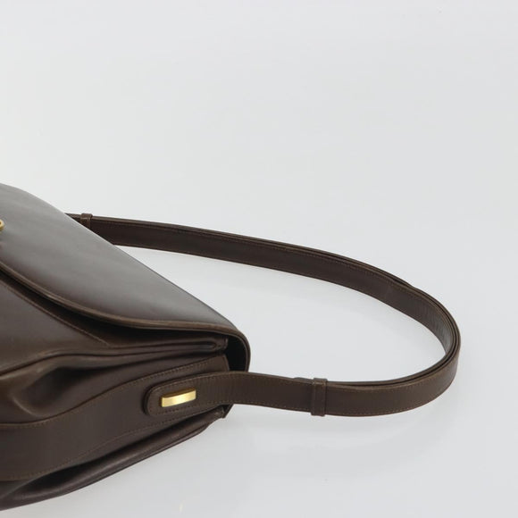 GUCCI Hand Bag Leather Brown Gold Tone Auth ep15160