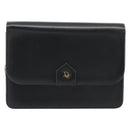Christian Dior Chain Shoulder Bag Leather Black Gold Tone Auth ep15162-13