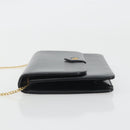 Christian Dior Chain Shoulder Bag Leather Black Gold Tone Auth ep15162-4