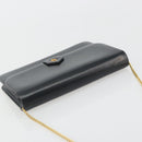 Christian Dior Chain Shoulder Bag Leather Black Gold Tone Auth ep15162-6