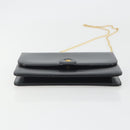 Christian Dior Chain Shoulder Bag Leather Black Gold Tone Auth ep15162-5