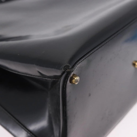 GUCCI Hand Bag Patent 2way Black Gold Tone 000 2404 0503 Auth ep15163