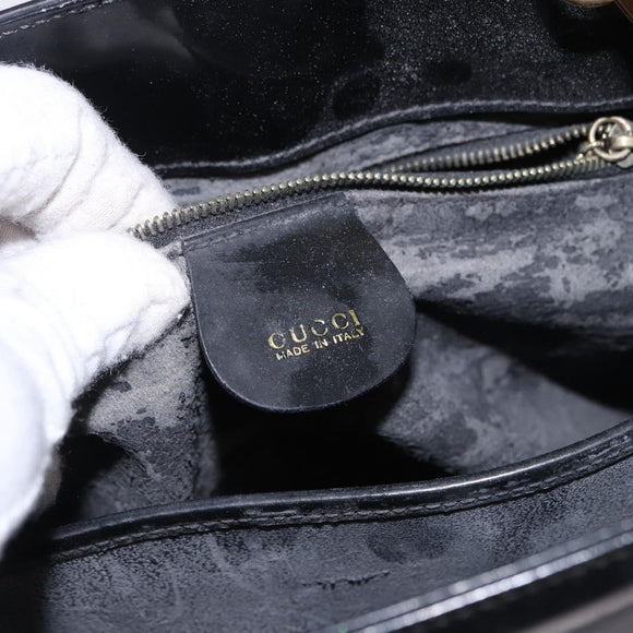 GUCCI Hand Bag Patent 2way Black Gold Tone 000 2404 0503 Auth ep15163