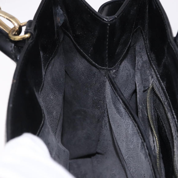 GUCCI Hand Bag Patent 2way Black Gold Tone 000 2404 0503 Auth ep15163