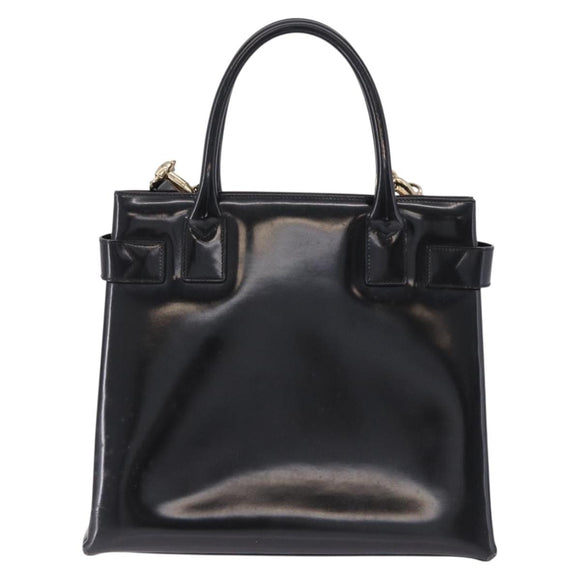 GUCCI Hand Bag Patent 2way Black Gold Tone 000 2404 0503 Auth ep15163