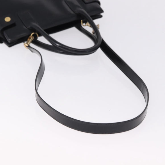 GUCCI Hand Bag Patent 2way Black Gold Tone 000 2404 0503 Auth ep15163