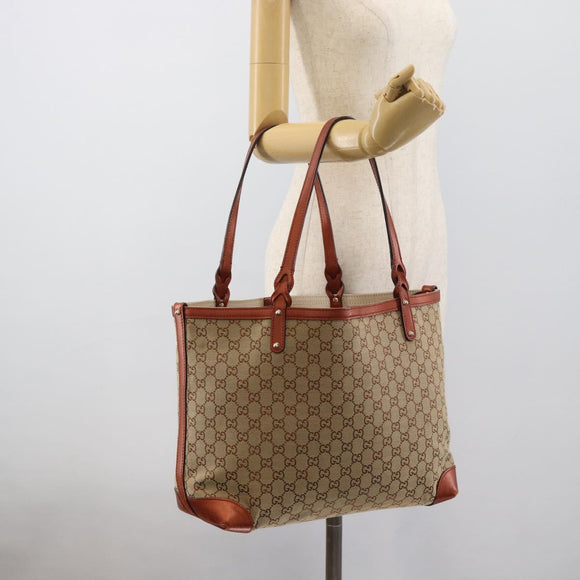 GUCCI GG Canvas Tote Bag Beige Red 247209 Auth ep15164