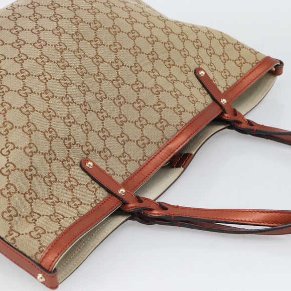 GUCCI GG Canvas Tote Bag Beige Red 247209 Auth ep15164