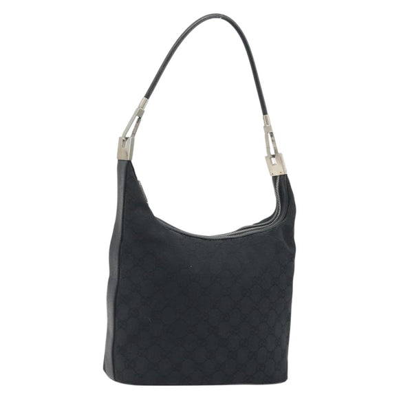 GUCCI GG Canvas Shoulder Bag Black Silver 001 3814 Auth ep15165A