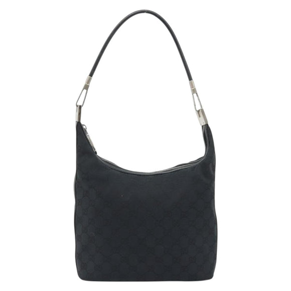 GUCCI GG Canvas Shoulder Bag Black Silver 001 3814 Auth ep15165A