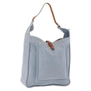 HERMES Marwali GM Shoulder Bag Canvas Light Blue Silver Auth ep15167-1