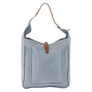HERMES Marwali GM Shoulder Bag Canvas Light Blue Silver Auth ep15167-2