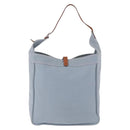 HERMES Marwali GM Shoulder Bag Canvas Light Blue Silver Auth ep15167-3