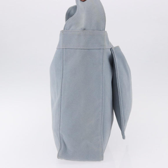 HERMES Marwali GM Shoulder Bag Canvas Light Blue Silver Auth ep15167