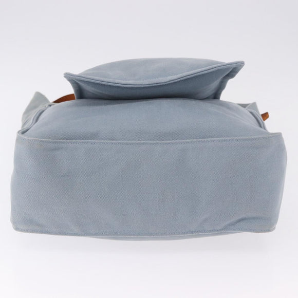 HERMES Marwali GM Shoulder Bag Canvas Light Blue Silver Auth ep15167