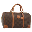CELINE Macadam Boston Bag PVC Leather Brown Gold Tone Auth ep15169-1