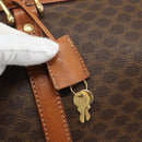 CELINE Macadam Boston Bag PVC Leather Brown Gold Tone Auth ep15169-10