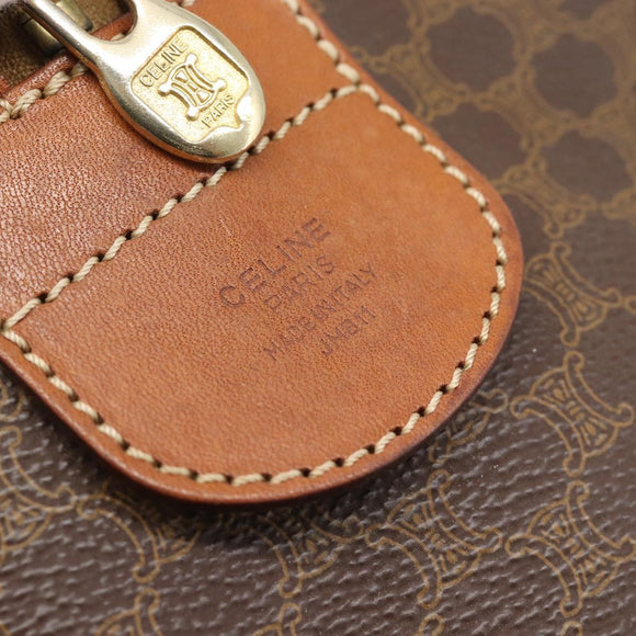 CELINE Macadam Boston Bag PVC Leather Brown Gold Tone Auth ep15169