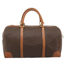 CELINE Macadam Boston Bag PVC Leather Brown Gold Tone Auth ep15169-2