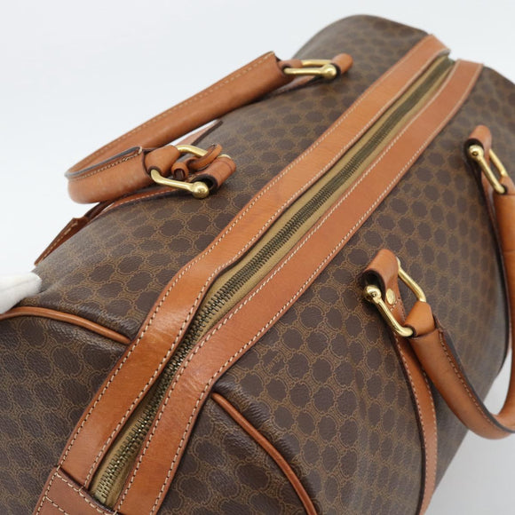 CELINE Macadam Boston Bag PVC Leather Brown Gold Tone Auth ep15169