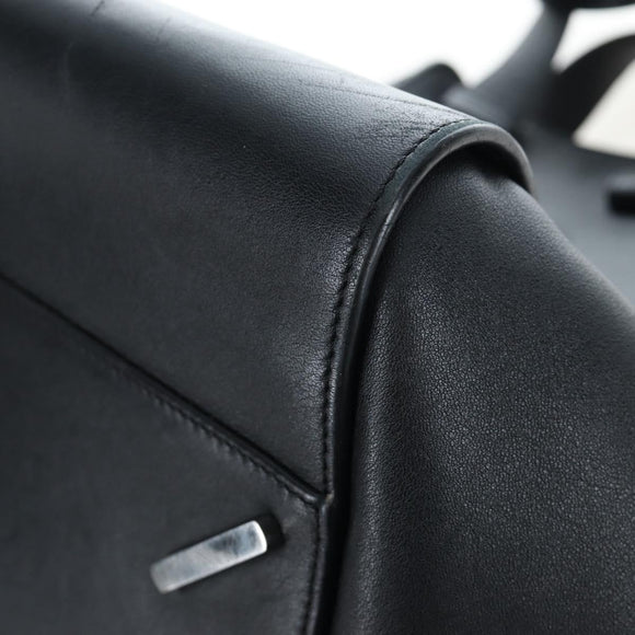 LOEWE Hammock Medium Hand Bag Leather 2way Black Silver Auth ep15172SAV