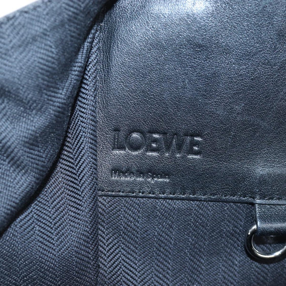 LOEWE Hammock Medium Hand Bag Leather 2way Black Silver Auth ep15172SAV