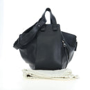 LOEWE Hammock Medium Hand Bag Leather 2way Black Silver Auth ep15172SAV-12