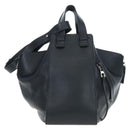 LOEWE Hammock Medium Hand Bag Leather 2way Black Silver Auth ep15172SAV-13