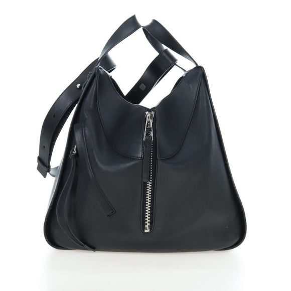 LOEWE Hammock Medium Hand Bag Leather 2way Black Silver Auth ep15172SAV