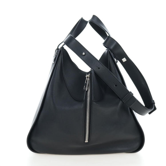 LOEWE Hammock Medium Hand Bag Leather 2way Black Silver Auth ep15172SAV