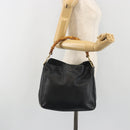 GUCCI Bamboo Hand Bag Leather Black Gold Tone 004 123 1638 Auth ep15174-21