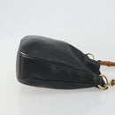 GUCCI Bamboo Hand Bag Leather Black Gold Tone 004 123 1638 Auth ep15174-3