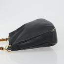 GUCCI Bamboo Hand Bag Leather Black Gold Tone 004 123 1638 Auth ep15174-4
