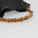 GUCCI Bamboo Hand Bag Leather Black Gold Tone 004 123 1638 Auth ep15174-7