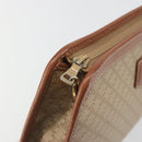 CELINE Macadam Clutch Bag PVC Leather Beige Gold Tone Auth ep15177-14