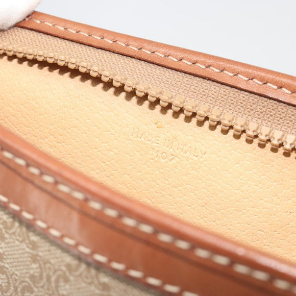 CELINE Macadam Clutch Bag PVC Leather Beige Gold Tone Auth ep15177