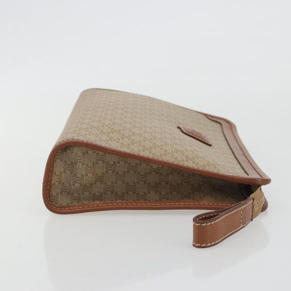 CELINE Macadam Clutch Bag PVC Leather Beige Gold Tone Auth ep15177
