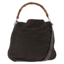 GUCCI Bamboo Hand Bag Nylon 2way Khaki Silver 001 2404 1577 0 Auth ep15179-1