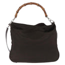GUCCI Bamboo Hand Bag Nylon 2way Khaki Silver 001 2404 1577 0 Auth ep15179-3
