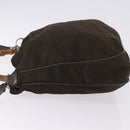 GUCCI Bamboo Hand Bag Nylon 2way Khaki Silver 001 2404 1577 0 Auth ep15179-5