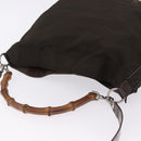 GUCCI Bamboo Hand Bag Nylon 2way Khaki Silver 001 2404 1577 0 Auth ep15179-6