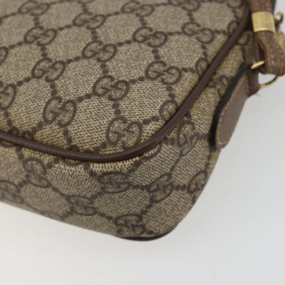 GUCCI GG Supreme Shoulder Bag PVC Leather Beige Gold Tone Auth ep15182
