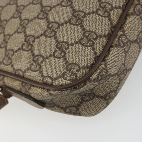 GUCCI GG Supreme Shoulder Bag PVC Leather Beige Gold Tone Auth ep15182