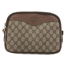 GUCCI GG Supreme Shoulder Bag PVC Leather Beige Gold Tone Auth ep15182-2