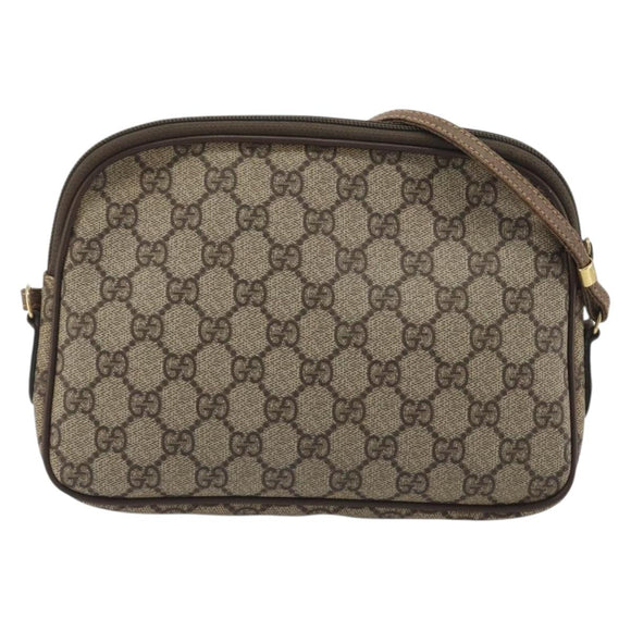 GUCCI GG Supreme Shoulder Bag PVC Leather Beige Gold Tone Auth ep15182