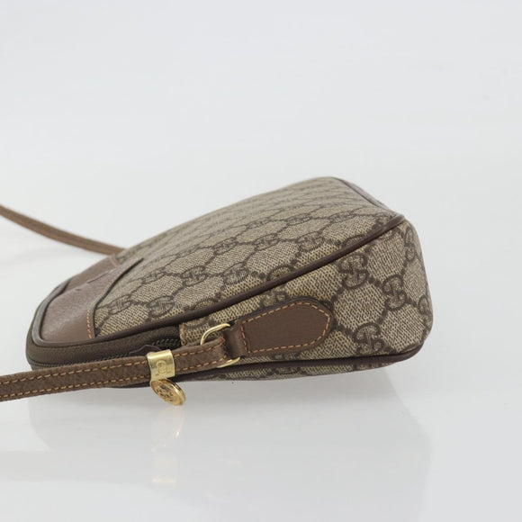 GUCCI GG Supreme Shoulder Bag PVC Leather Beige Gold Tone Auth ep15182